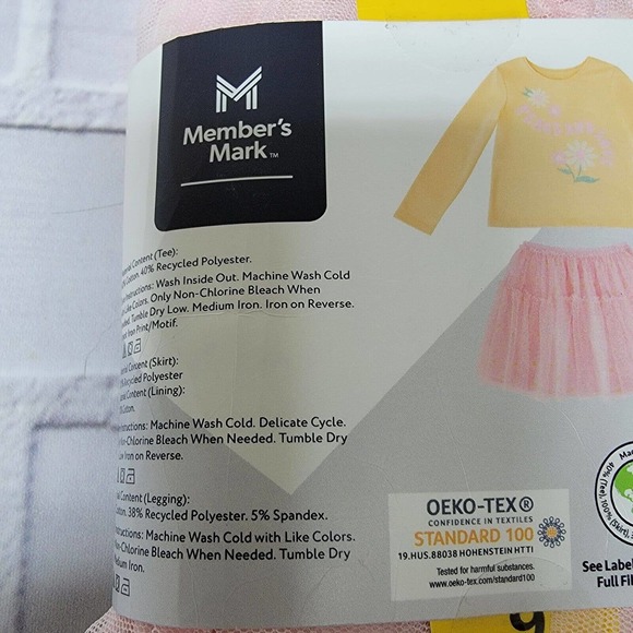 Member's Mark Girl's 3 Piece Tutu Set Yellow and Pink Flowers Size 6 - Picture 6 of 12